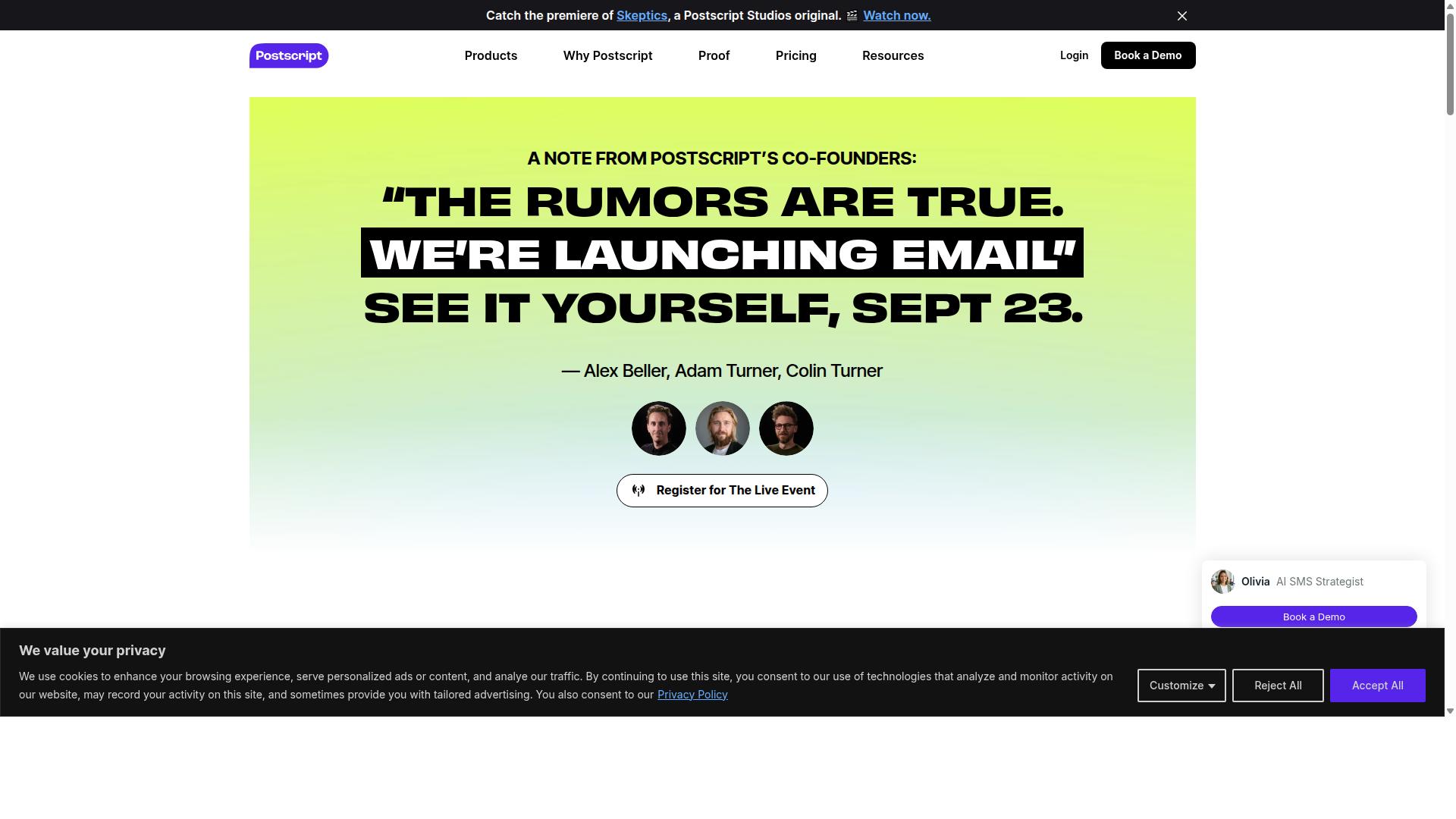 Postscript SMS Marketing website